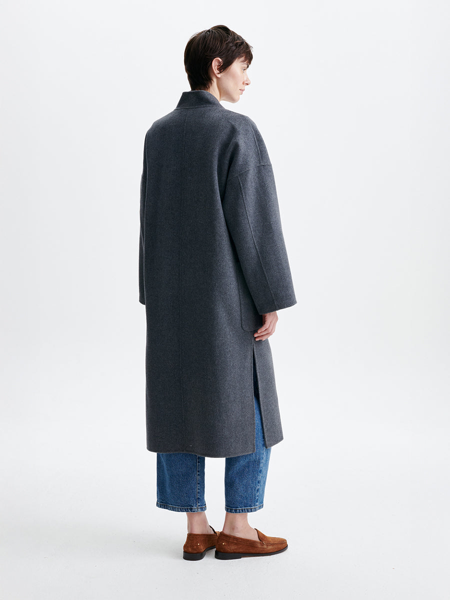 Bachir Long Coat in Heather Anthracite