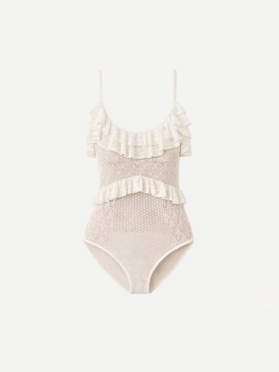 Ulla Johnson Bania Knit Bodysuit in Pearled Ivory