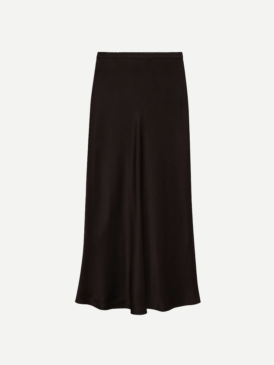 Bar Silk Skirt in Deep Brown