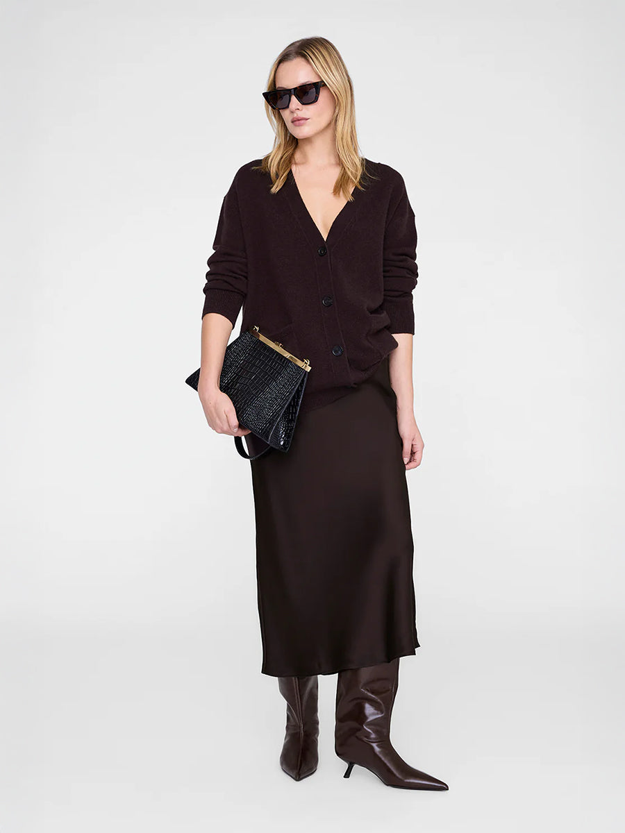 Bar Silk Skirt in Deep Brown
