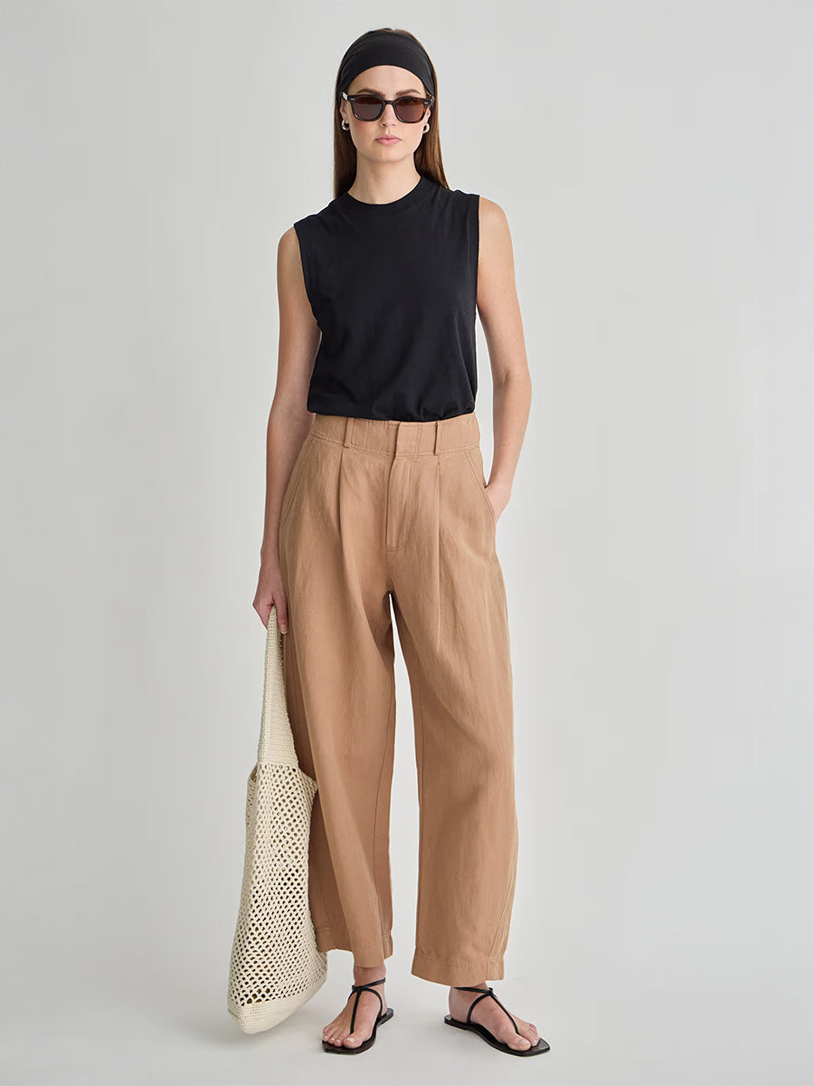 Apiece Apart Bari Crop Trouser in Deep Khaki