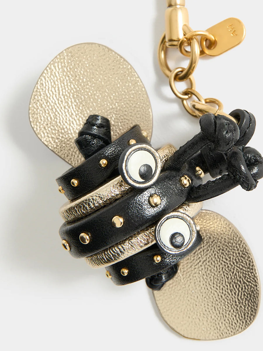 Anya Hindmarch Bee Charm in Black Metallic