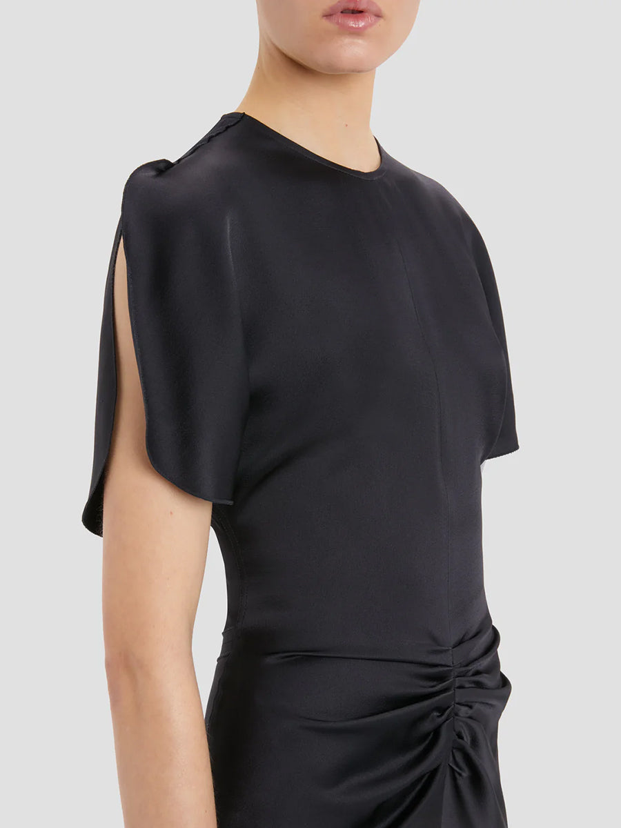 Victoria Beckham Bela Midi Dress in Midnight
