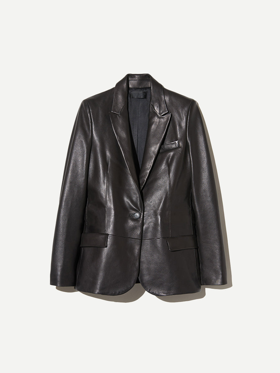 Nili Lotan Belmonde Leather Tailored Jacket in Black