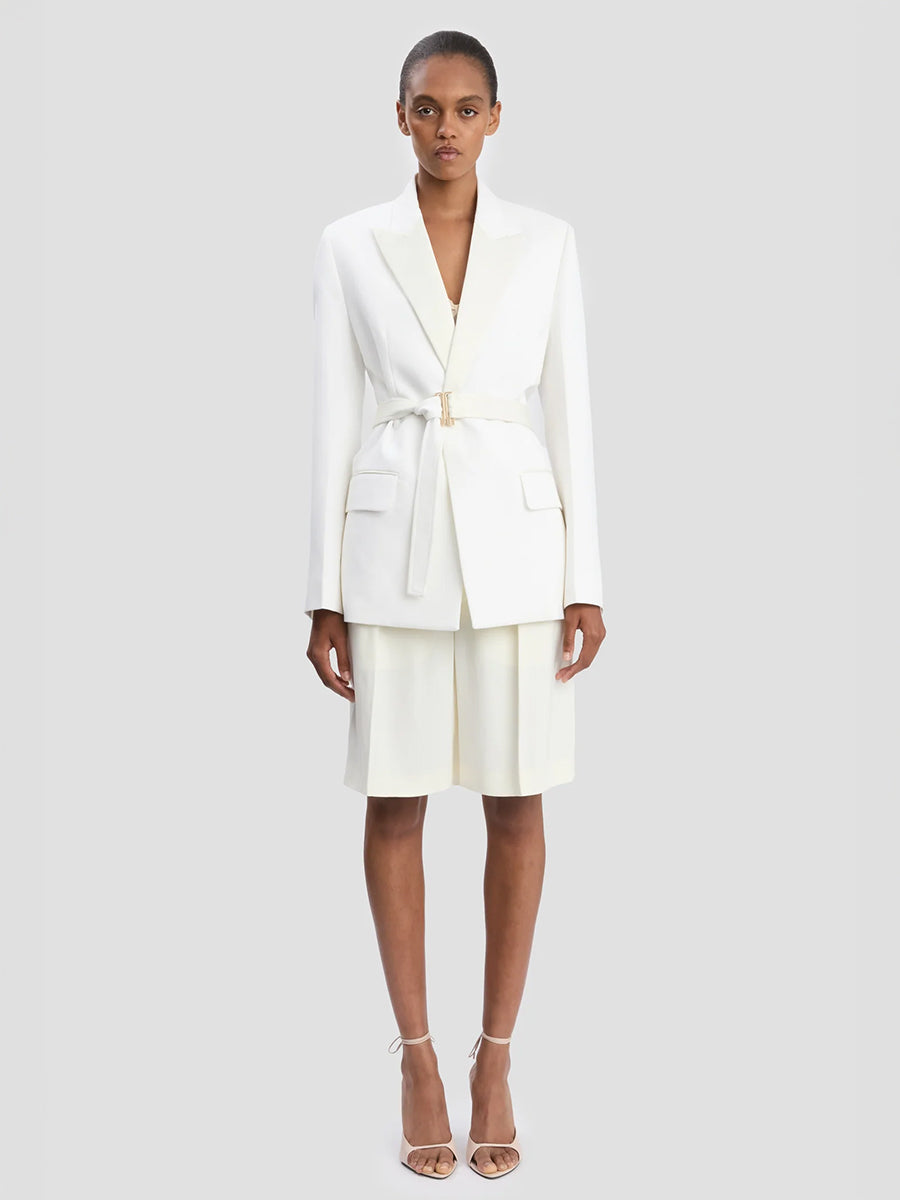 Victoria Beckham Belted Tailored Jacket in Ivory