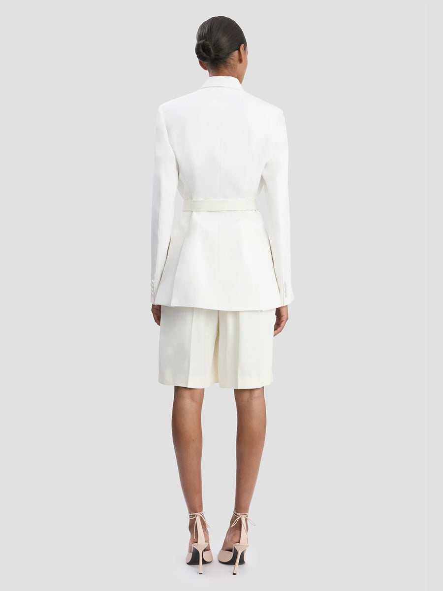 Victoria Beckham Belted Tailored Jacket in Ivory