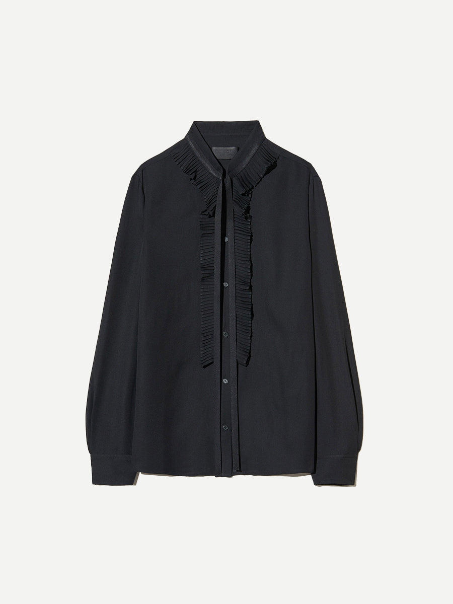 Nili Lotan Bertille Ruffle Shirt in Black | Shop Now at Adam Heath In Store and Online, Western Australia