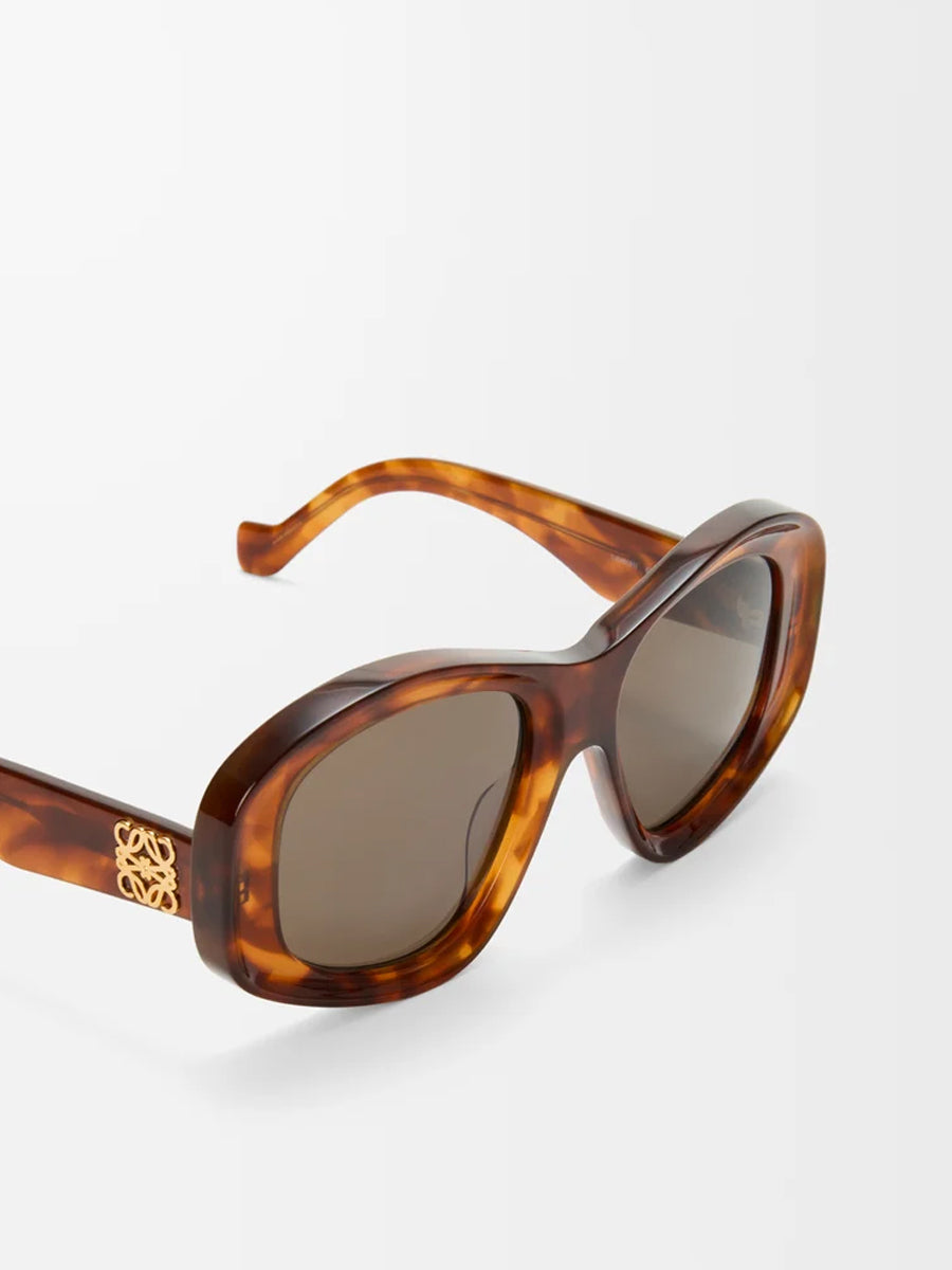 Beveled Pentagon Sunglasses in Havana
