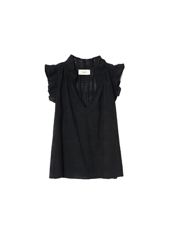 Xirena Bex Top Broderie in Black