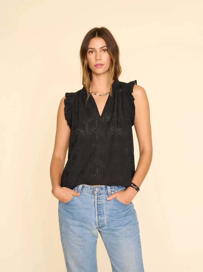 Xirena Bex Top Broderie in Black