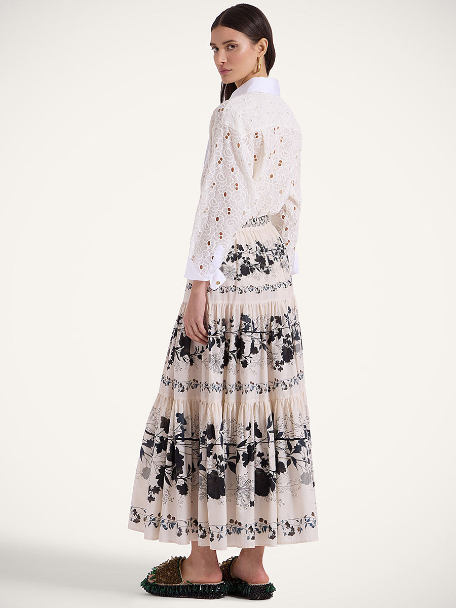 Peggy Shirt in Embroidered Ivory
