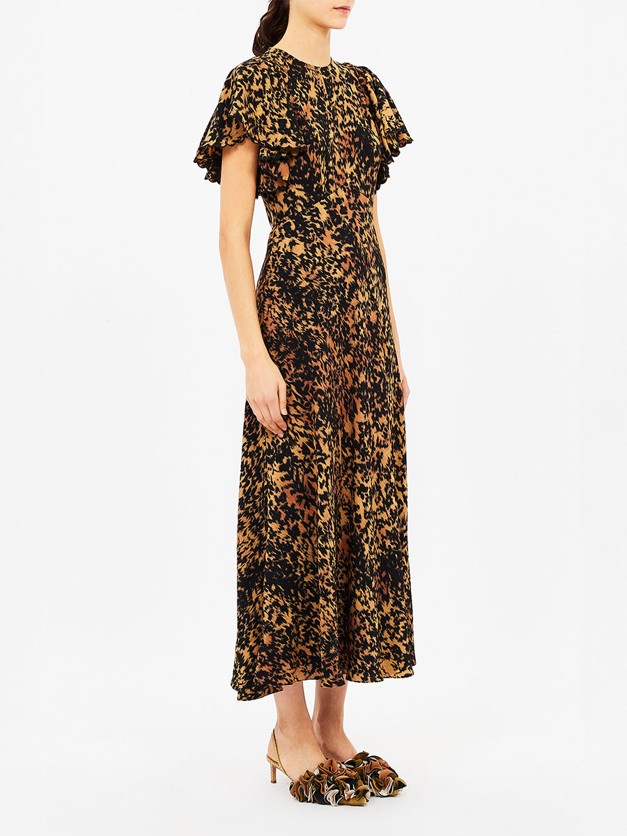 Ulla Johnson Blithe Flutter Sleeve Midi Dress in Savannah
