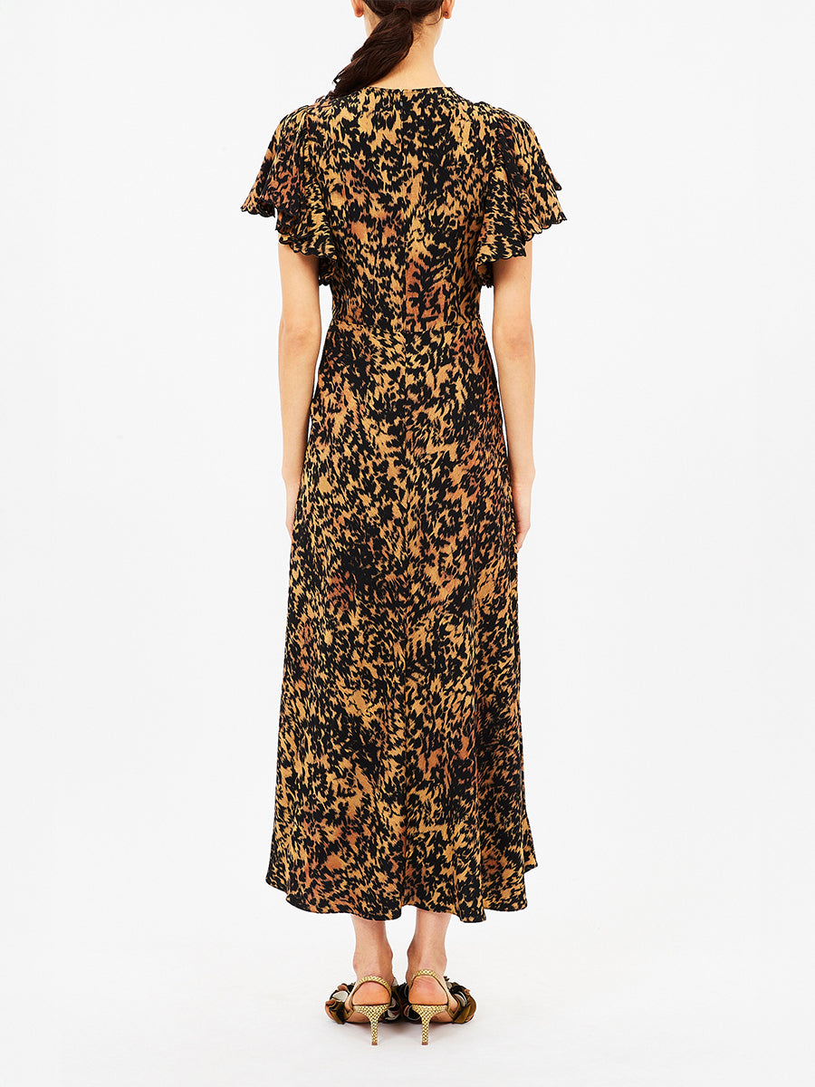 Ulla Johnson Blithe Flutter Sleeve Midi Dress in Savannah