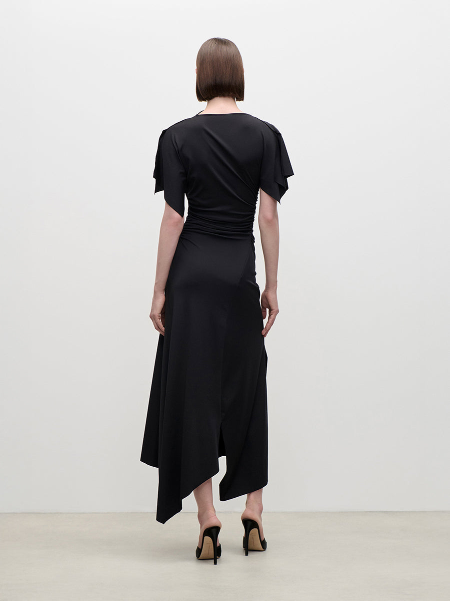Blousey Midi Dress in Black
