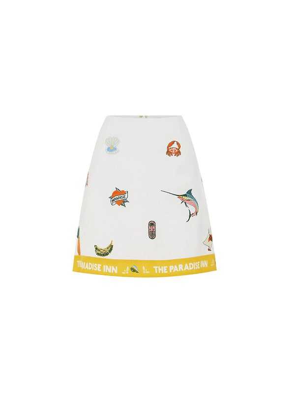 Alemais | Blue Marlin Embroidered Skirt