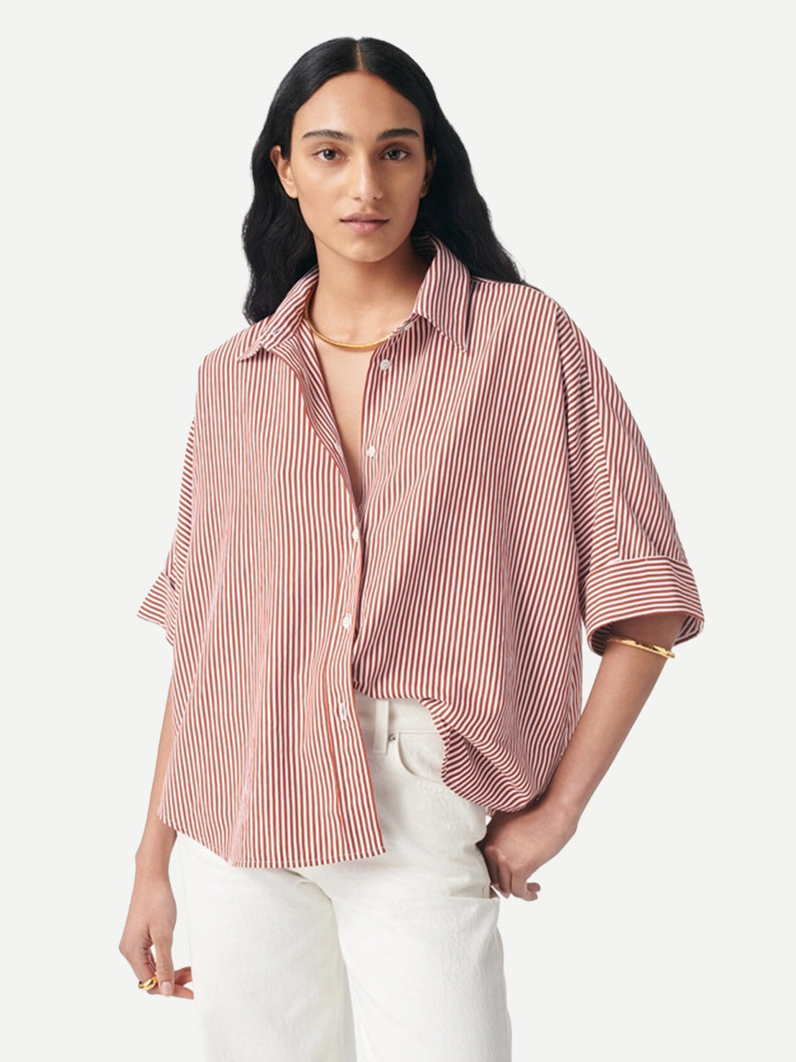 Vanessa Bruno Bobby Chemise in Caramel Stripe