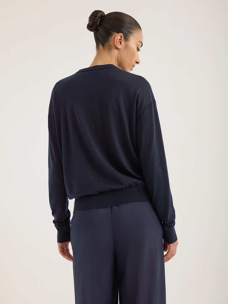 Bode Cashmere Cardigan in Darkest Navy