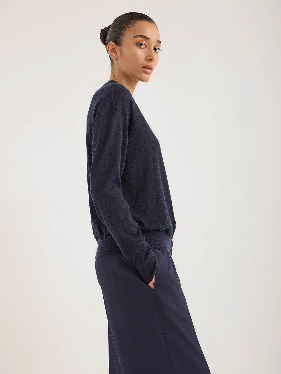 Bode Cashmere Cardigan in Darkest Navy