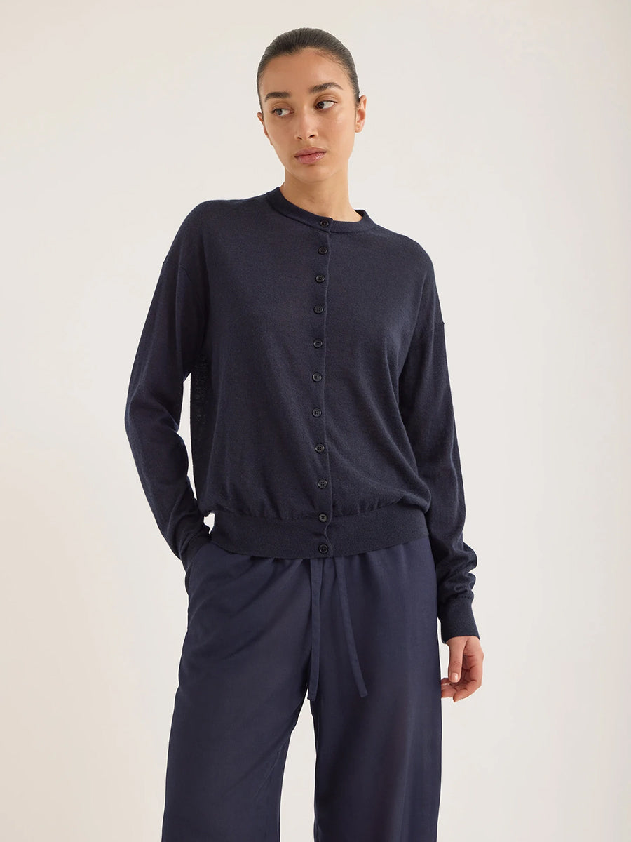 Bode Cashmere Cardigan in Darkest Navy
