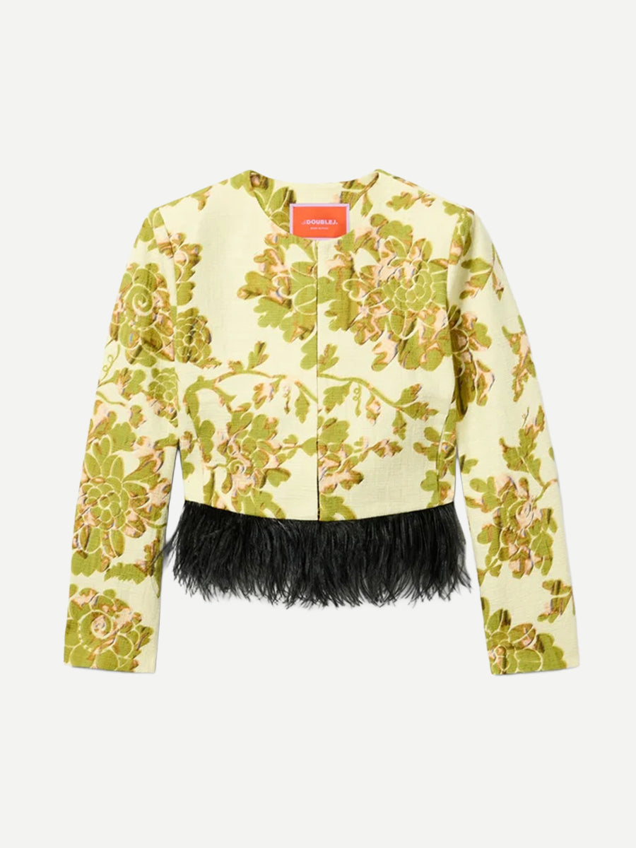La DOubleJ Bijoux Jacket w/Feathers in Cotton Oasis Green