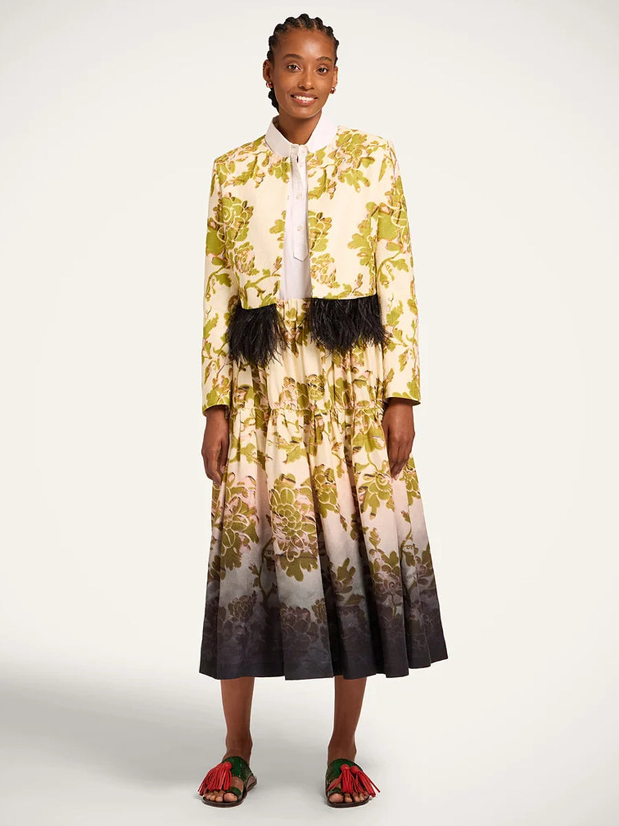 Bijoux Jacket w/Feathers in Cotton Oasis Green
