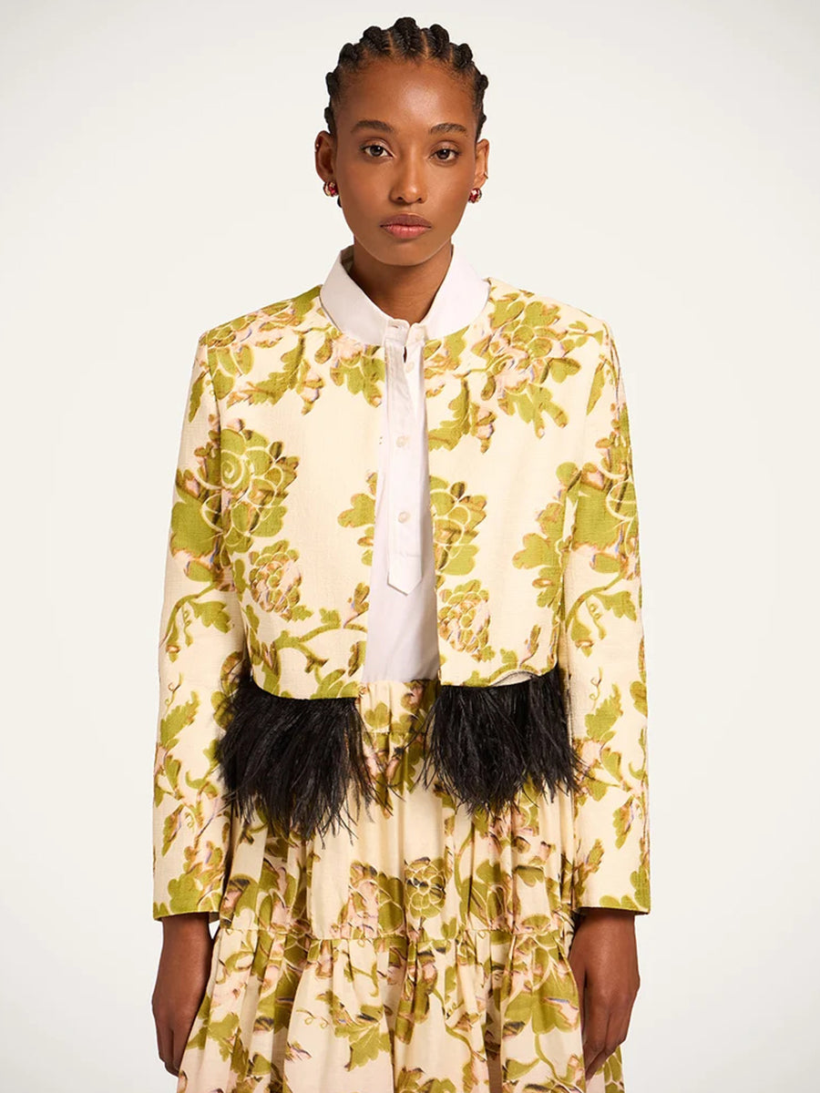 Bijoux Jacket w/Feathers in Cotton Oasis Green
