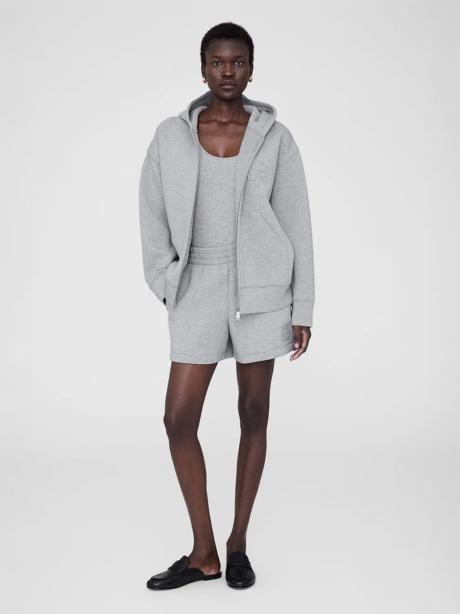 Bond Zip Hoodie Monogram in Heather Grey