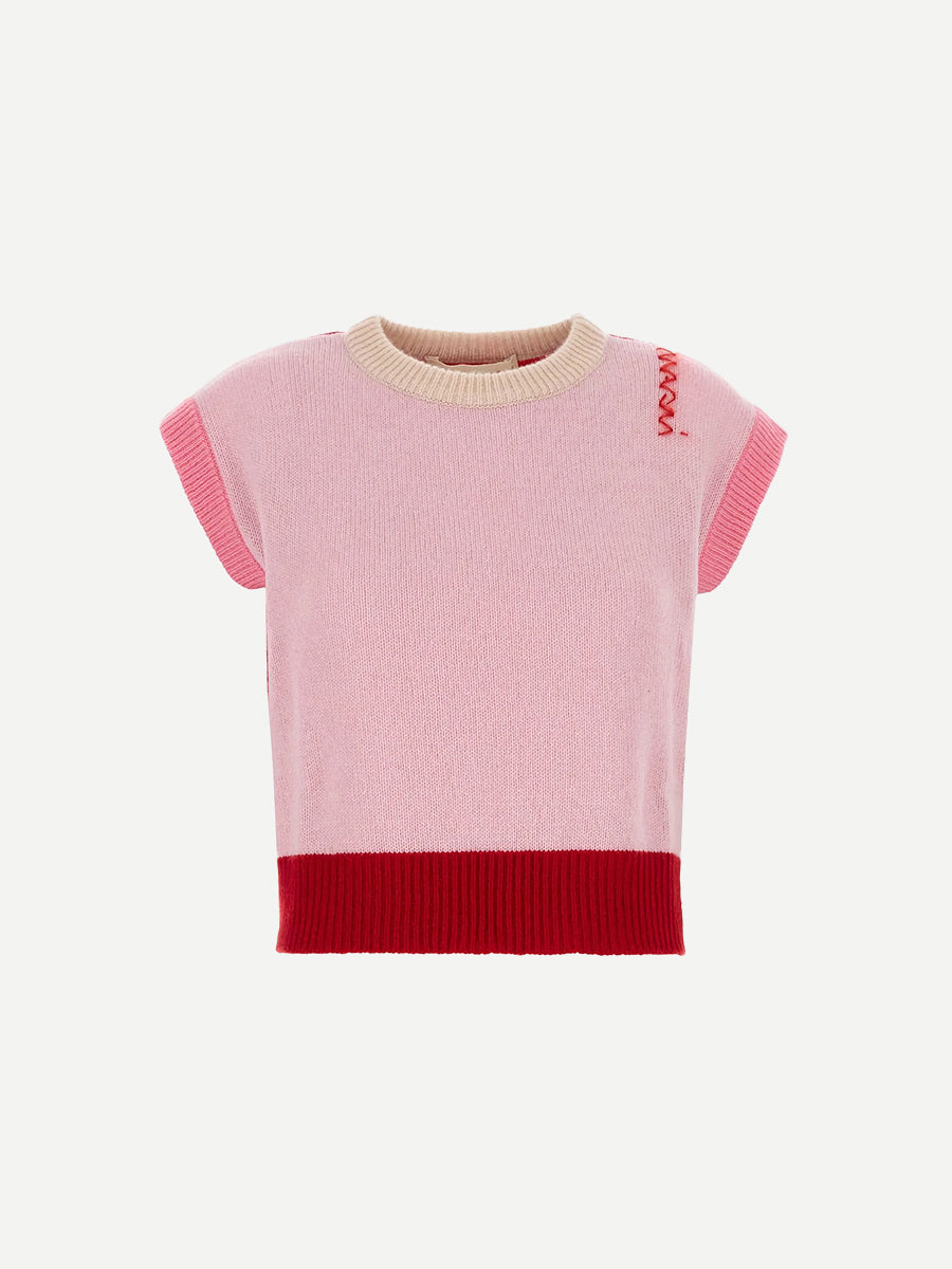 Boxy Cashmere Vest in Pink Gummy