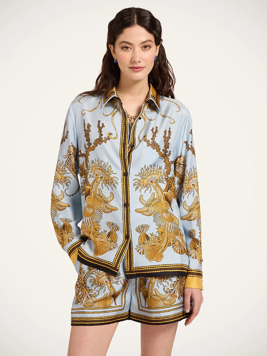 La DoubleJ Boy Shirt in Oceania Placee Light Blue