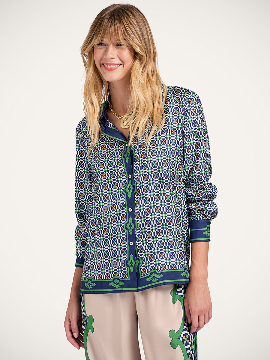 La DoubleJ Boy Shirt in Mariposa Placee Green