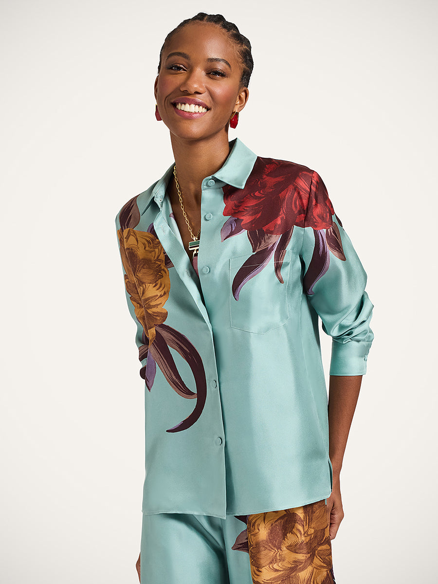 Boy Shirt in Peony Placee Blue