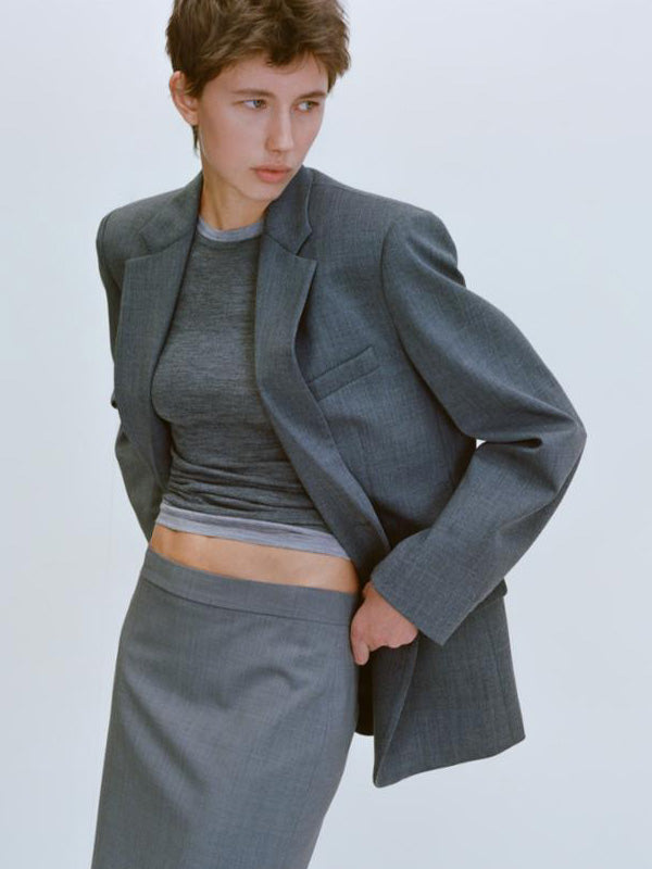 Nili Lotan Boyfriend Jacket in Heather Grey
