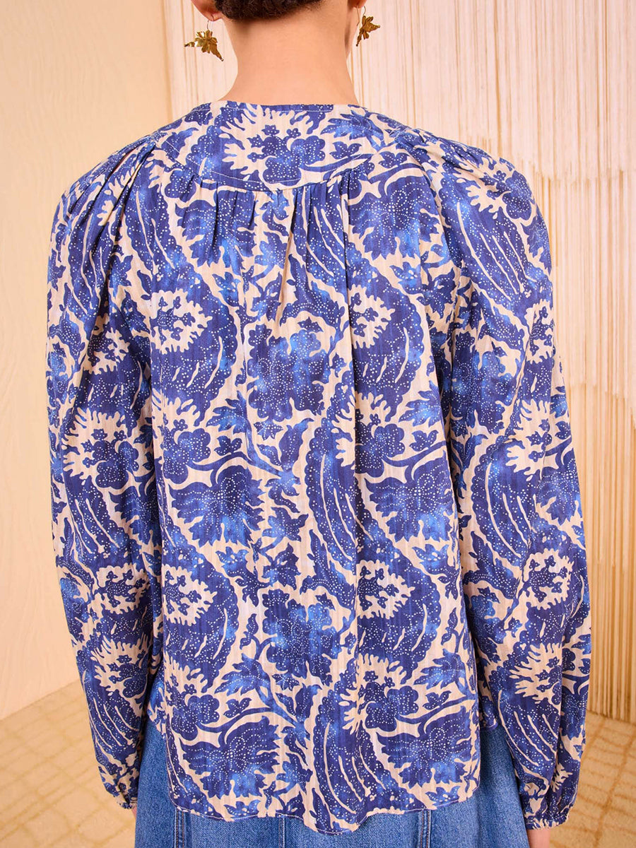 Ulla Johnson Brea Long Sleeve Blouse in Ocean