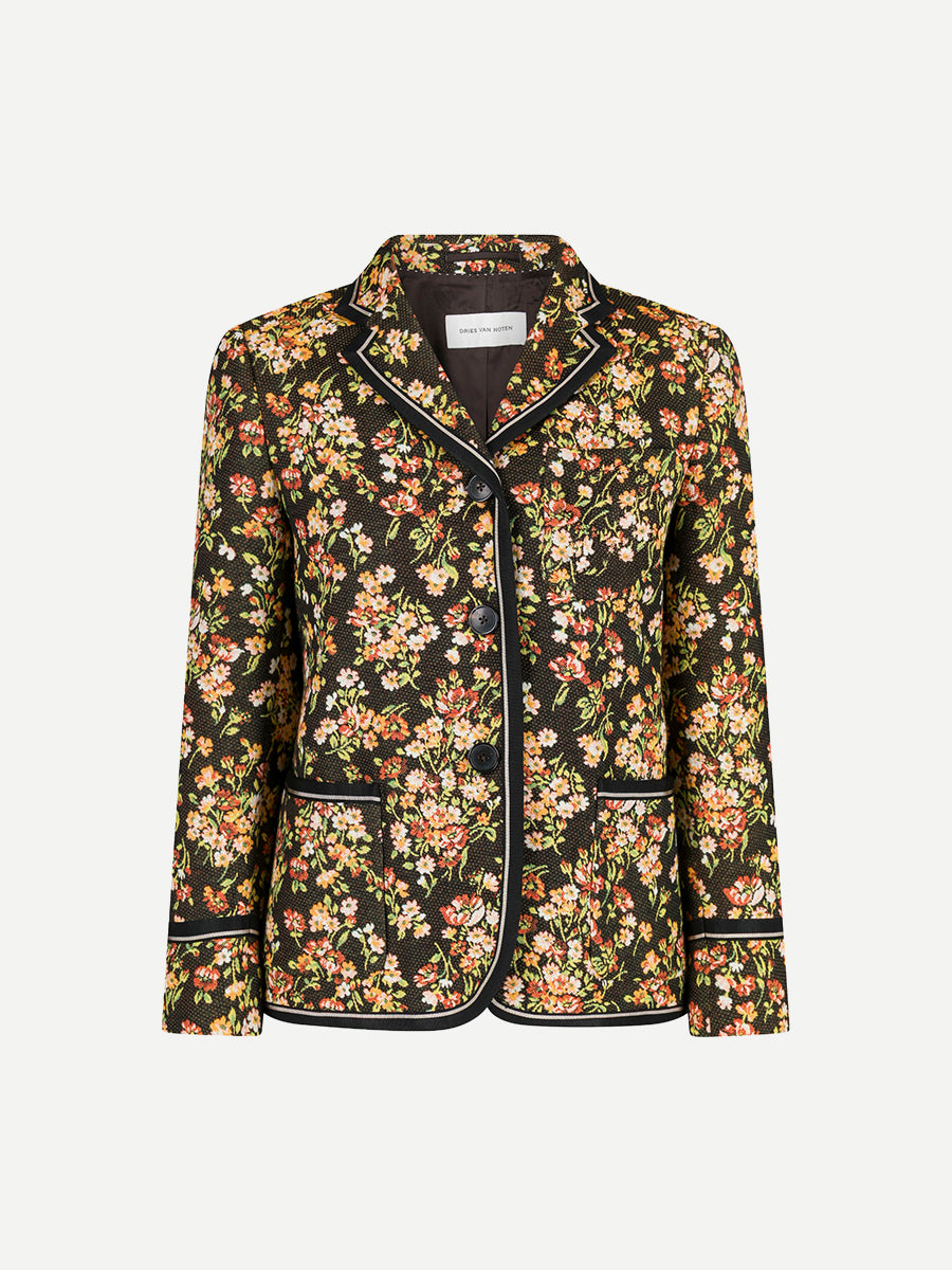 Brea Tape Jacket in Brown Floral Weave
