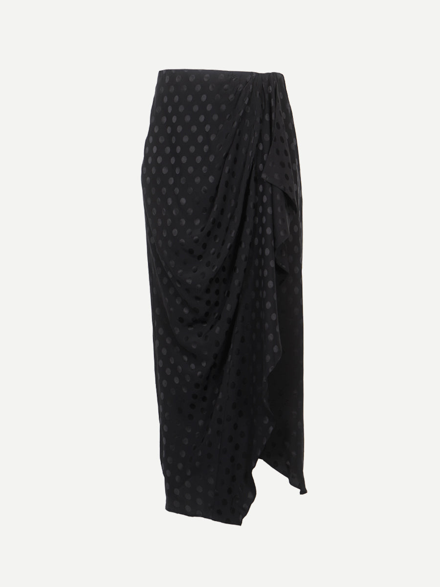 Isabel Marant Breen Skirt in Black Satin Spot