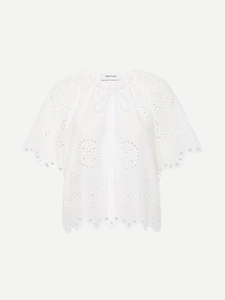 Matteau Broderie Blouse in White