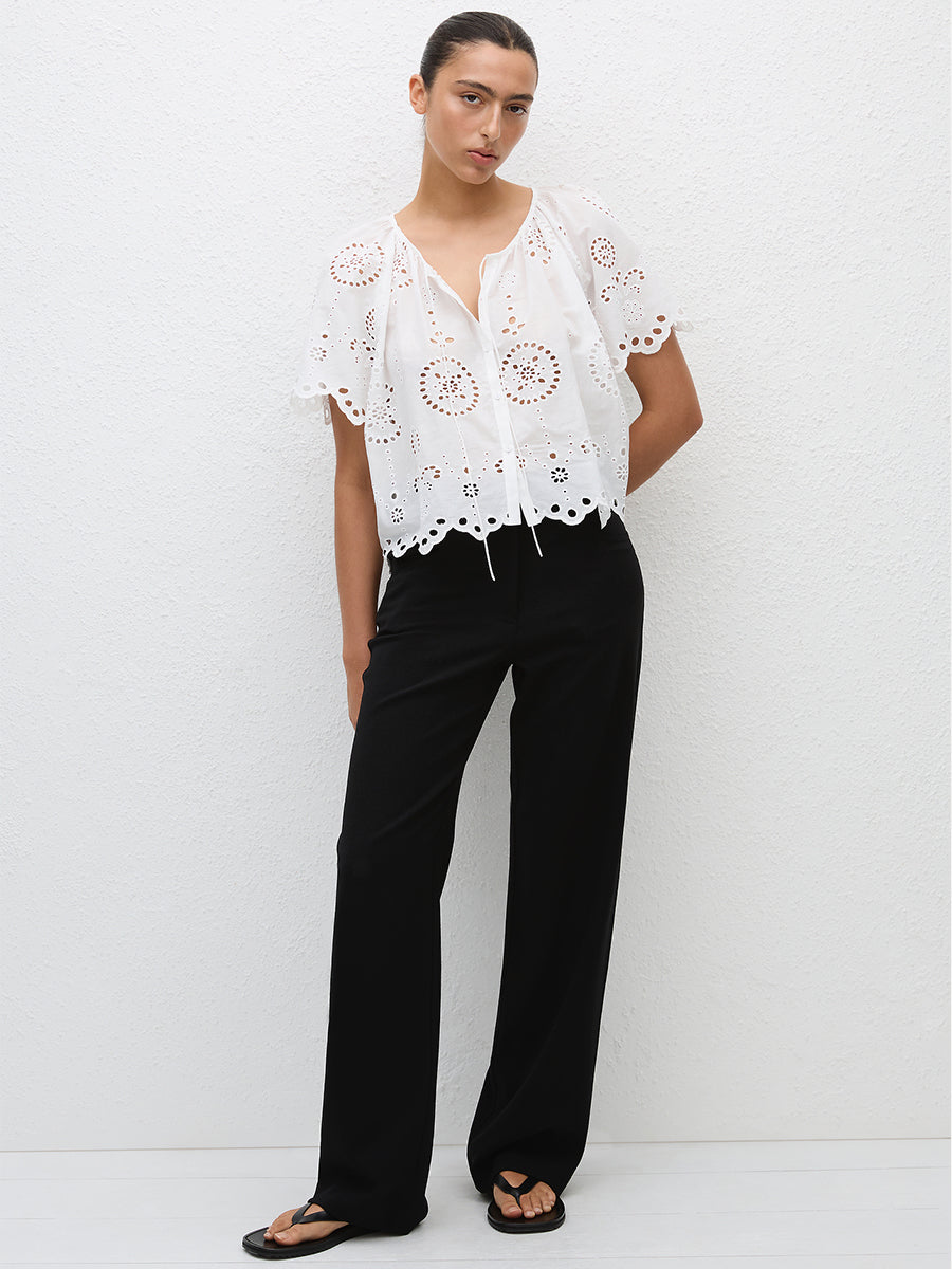 Matteau Broderie Blouse in White