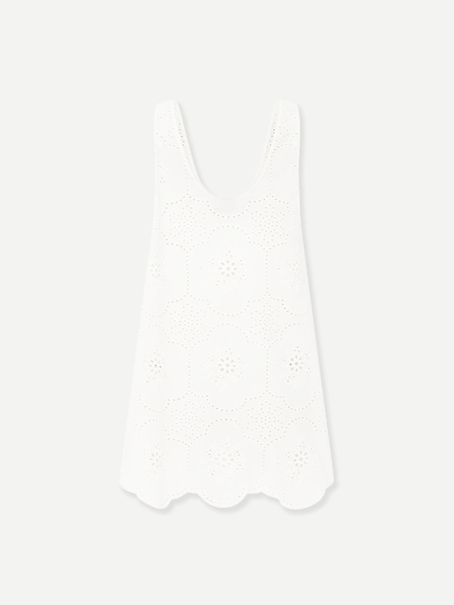 Matteau Broderie Tank Mini Dress in White