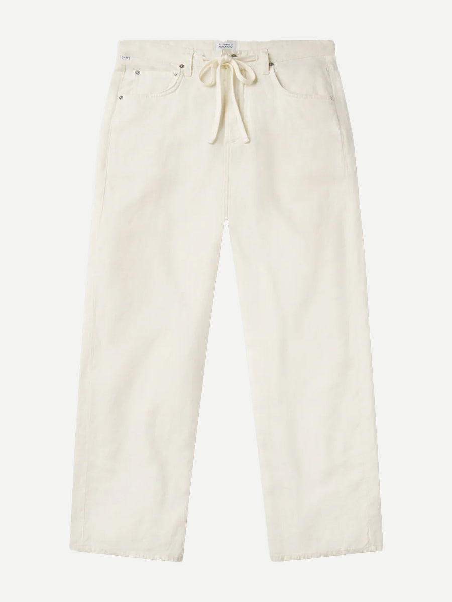 Citizens of Humanity Brynn Drawstring Linen Trouser in Vanilla