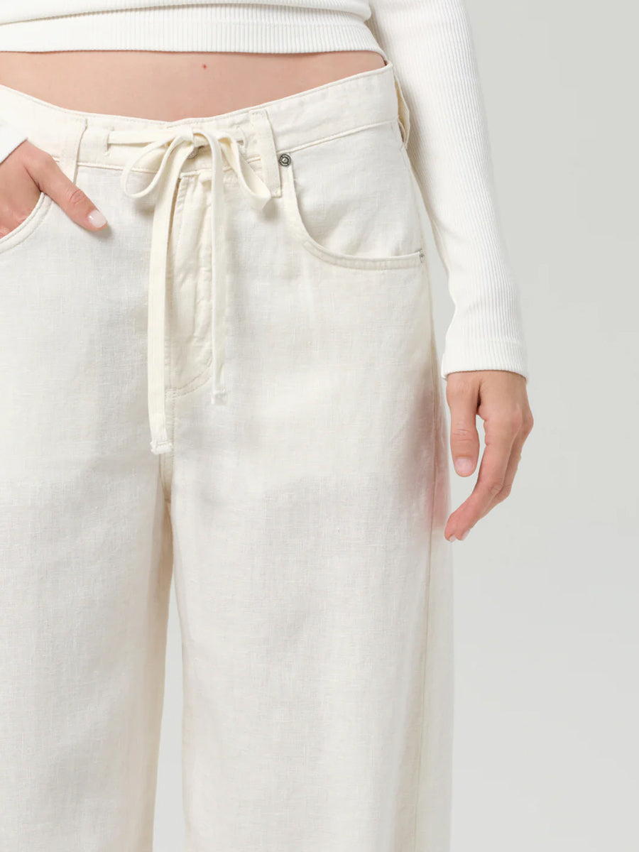 Citizens of Humanity Brynn Drawstring Linen Trouser in Vanilla