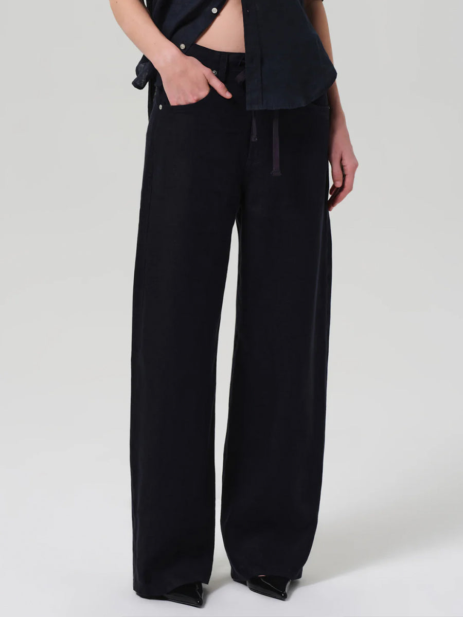 Citizens of Humanity Brynn Drawstring Linen Trouser in Navy