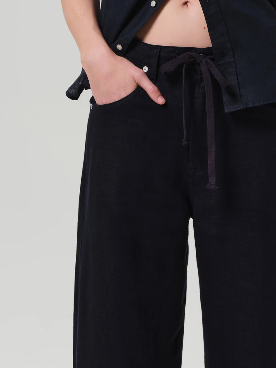 Citizens of Humanity Brynn Drawstring Linen Trouser in Navy