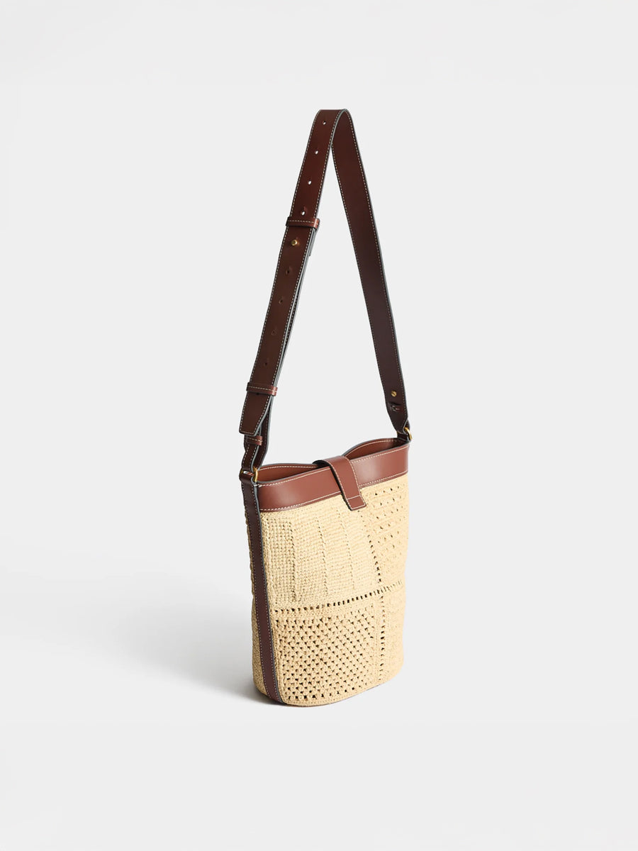 Bucket Patchwork in Natural Raffia