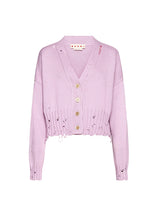 Dishevelled Knit Cardigan in Light Orchid