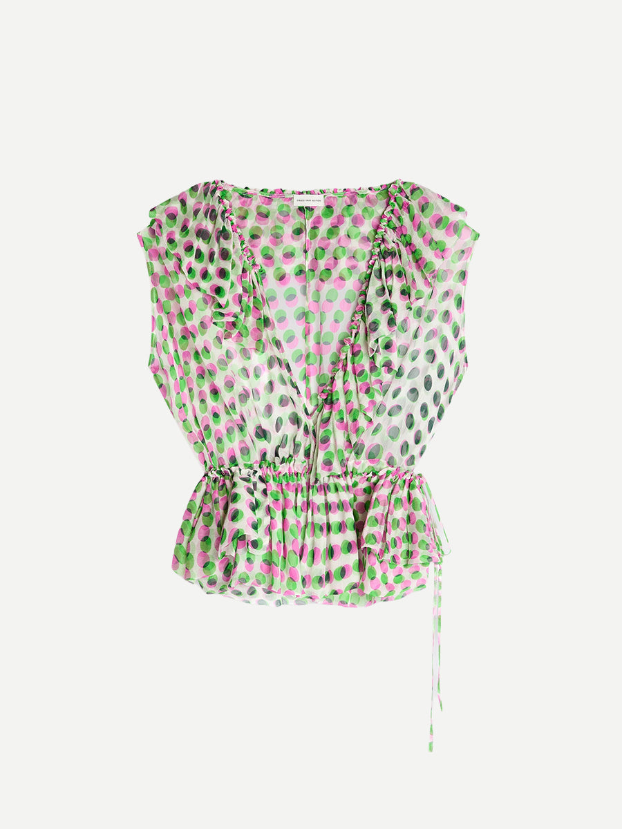 Dries Van Noten Cally Bis Top in Ecru