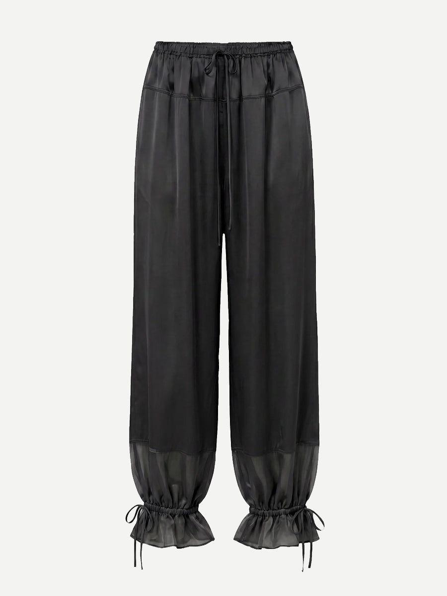 Ulla Johnson Camile Silk Cinched Pant in Noir