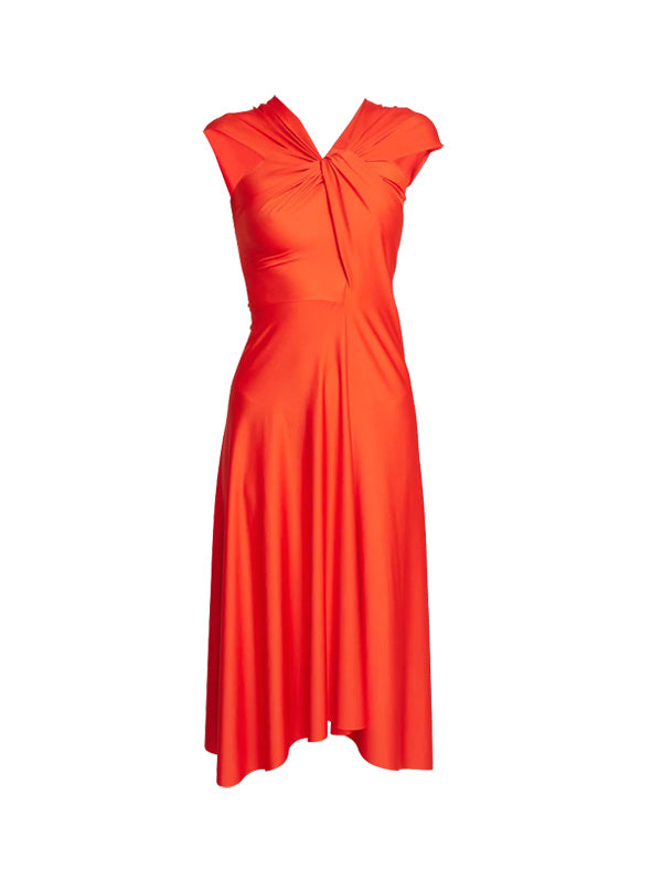 Victoria Beckham | Cap Sleeve Draped Dress In Red