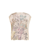 Dries Van Noten Capo Printed Silk Top in Ecru