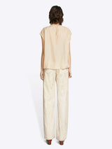 Dries Van Noten Capo Printed Silk Top in Ecru