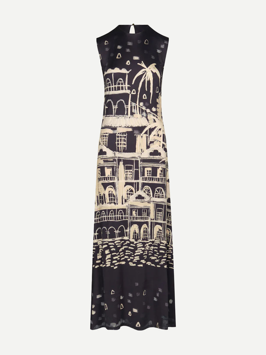 Johanna Ortiz Cardinal Direction Ankle Dress in Black/Ecru